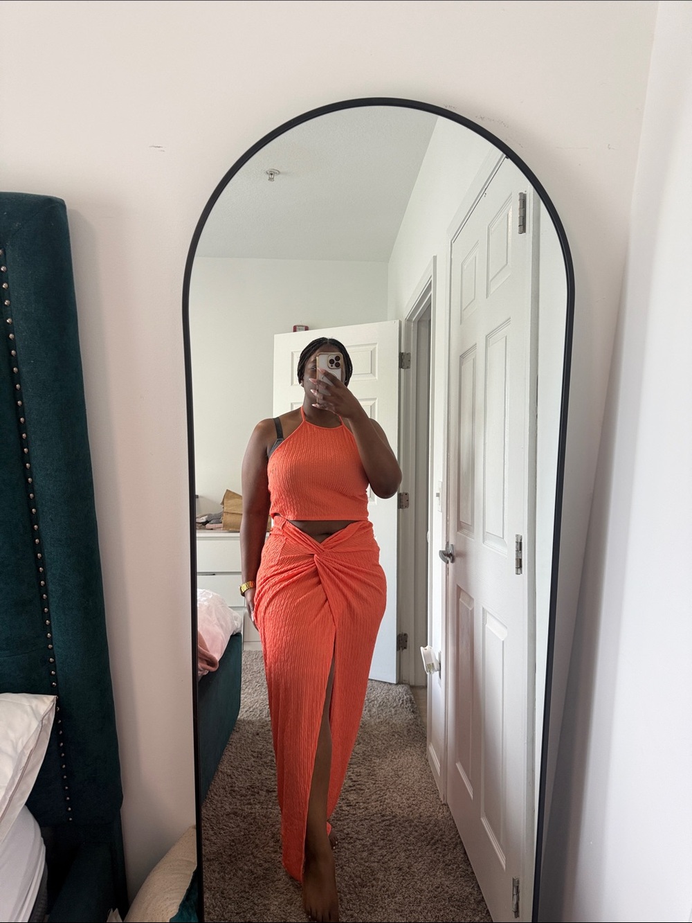 Fashion Nova Orange Two-Piece Cutout Jumpsuit Romper - Picture 3 of 4
